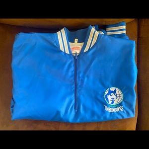 Vintage Timberwolves leather 1/4 zip Mens sweatshirt